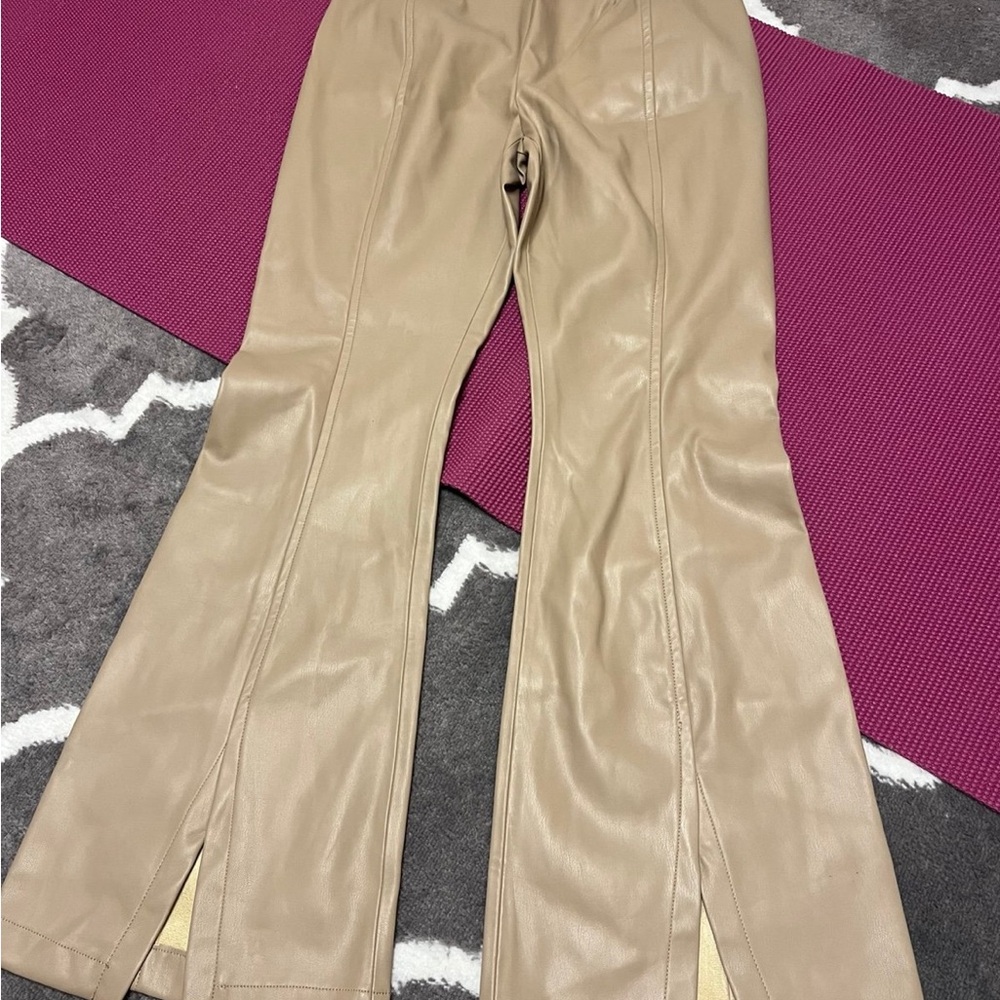 We The Free Taupe Faux Leather Trim Skirt